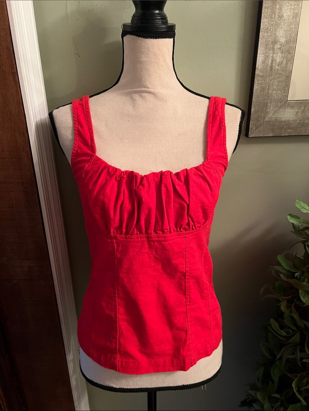 Red Ruched Bust Tank Top - Women's Sleeveless Summer Top